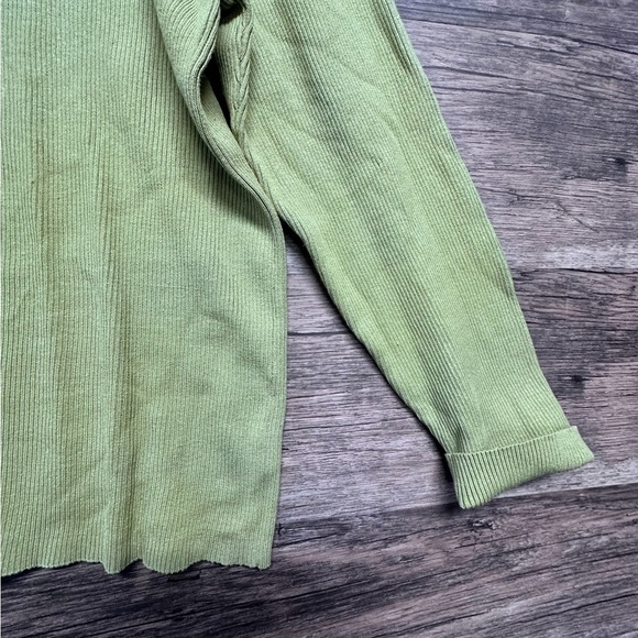 Chico's size 3 Lizard Green Ribbed Turtleneck Sweater Womens - Picture 5 of 5